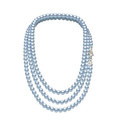 Set Collar Perlas Triple Aretes Zvezda Plata 0.925 Mujer Azul