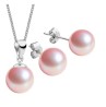 Set Collar Dije Perla Aretes Poste Zvezda Plata 0.925 Mujer Rosa claro