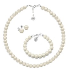 Set Collar Aretes de Poste Pulsera Zvezda Plata 0.925 Mujer Crema