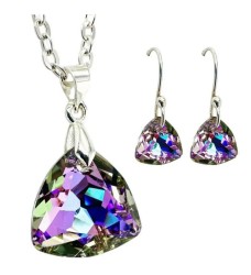 Set Collar Dije Trilliant Aretes Zvezda Plata 0.925 Mujer Lila