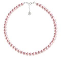 Collar Perlas de Cristal Austriacas Zvezda Plata 0.925 Mujer Rosa claro