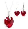 Set Collar Dije Corte Hearl Aretes Zvezda Plata 0.925 Mujer Rojo