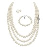 Set Collar Triple Aretes Pulsera Zvezda Plata 0.925 Mujer Crema