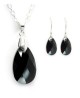 Set Collar Dije Aretes Corte Leaves Zvezda Plata 0.925 Mujer Negro