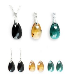 Set Collar Dije Aretes Corte Leaves Zvezda Plata 0.925 Mujer Negro