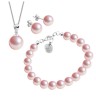 Set Collar Dije Perla Arete Pulsera Zvezda Plata 0.925 Mujer Rosa claro
