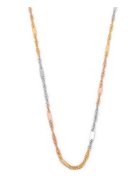 Cadena Estilo Singapur Con Barrita 3 Oros Sólido 10k 40 cm
