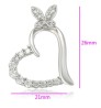 Collar y Dije Corazón Mariposa Cristales Oro 14K Laminado Blanco
