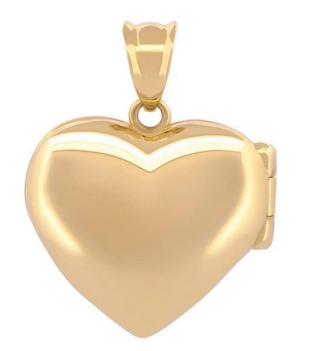 Dije Corazón Relicario Liso Oro Sólido 10k