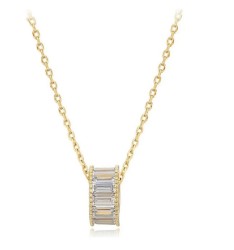 Collar Dama Aro Sin Fin Cristales Austriacos Oro 14K Laminado Dorado