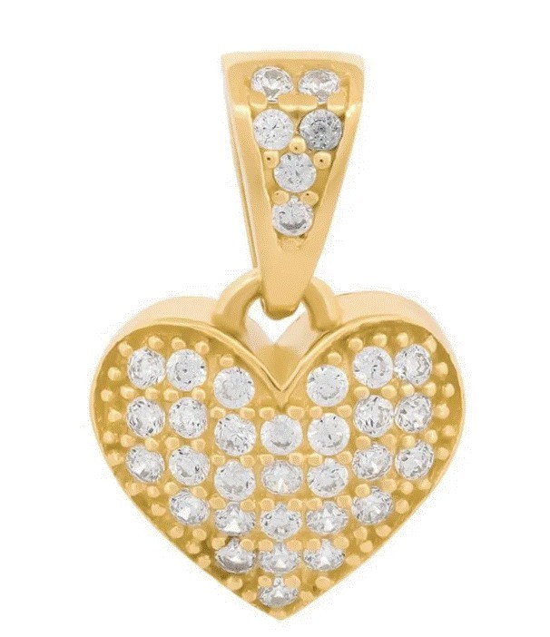 Dije Corazón Zirconias 0.9 cm Oro Sólido 10k