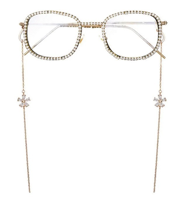 Collar Cadena Flores P/ Lentes Cubrebocas Gafas Oro Laminado Dorado