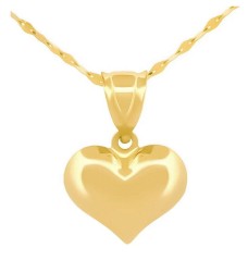 Cadena Gargantilla Corazon Mediano Liso 1.1 cm Oro Amarillo Solido 14k