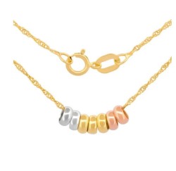 Cadena Gargantilla Dama 7 Aros Con 3 Oros De 14k Sólido