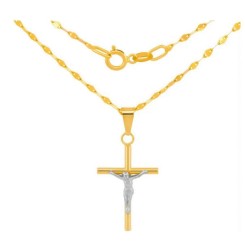 Cadena Dije Cristo 2.6 cm tubular 1.5 mm Oro Sólido 10k
