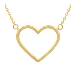 Gargantilla Dama Corazon Contorno Liso Oro Sólido 10k