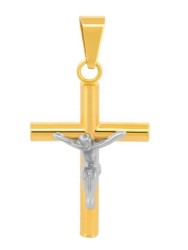 Dije Cristo Tubular 2.5 cm por 2.5 mm Oro Sólido 10k