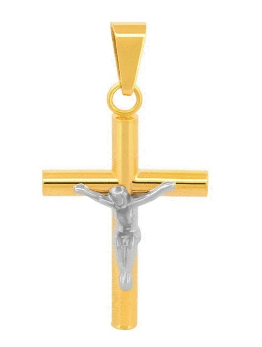 Dije Cristo Tubular 2.5 cm por 2.5 mm Oro Sólido 10k