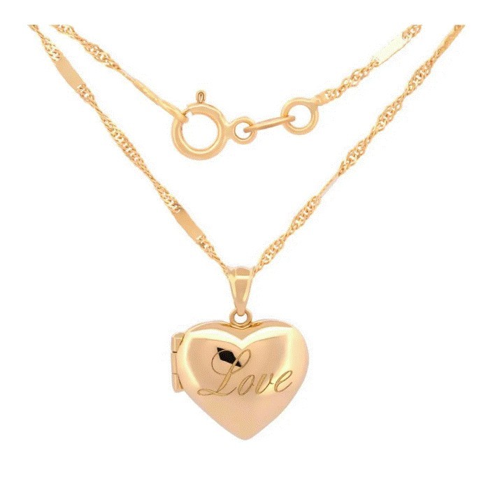 Cadena Con Dije De Corazón Relicario Love Oro Sólido 10k