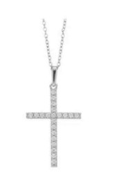 Colgante Cruz en Plata Esterlina y Diamantes Éticos .025ct
