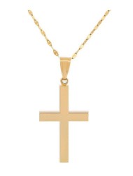 Hermosa Cadena Dije Cruz Lisa H Oro Sólido 10k