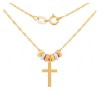 Cadena Gargantilla Dama Cruz 3 Oros 14k Solido