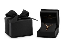 Cadena Gargantilla Dama Cruz 3 Oros 14k Solido