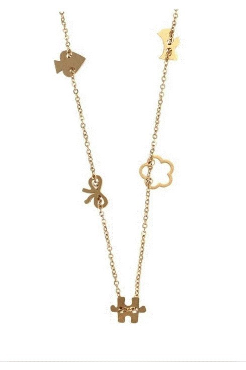 Collar Dijes Osito Oro 18k Laminado Para Regalo Dorado