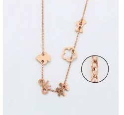 Collar Dijes Osito Oro 18k Laminado Para Regalo Rosa