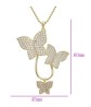 Collar Largo Mariposas Cristal Cristal Oro 14k Laminado Dorado