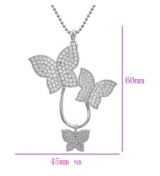 Collar Largo Mariposas Cristal Cristal Oro 14k Laminado Blanco