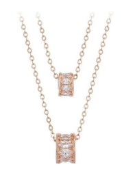 Collar Doble Zirconia Blgari Oro Rosa 14k Laminado