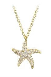 Collar Estrella De Mar Cristales Oro 14k Laminado