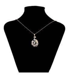 Collar Dije Pavo Real Con Cristales Austriacos Oro 14K Laminado