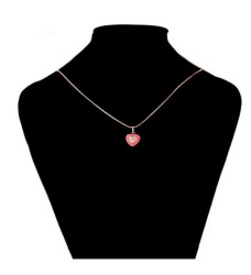 Collar Corazón Rosa Cristal Oro 18k Laminado