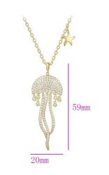 Collar Largo Dije Medusa Cristales Oro 14k Laminado