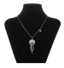 Collar Largo Dije Medusa Cristales Oro 14k Laminado