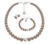 Set Collar Perlas Aretes Pulsera Zvezda Plata 0.925 Mujer Dorado
