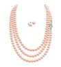 Collar y aretes Perlas de cristal Beige plata .925 Zvezda