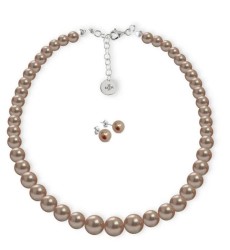 Set Collar Creciente Perlas Cristal Zvezda Plata 0.925 Mujer Dorado