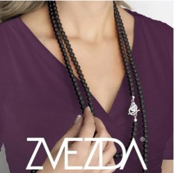 Collar y aretes Perlas de cristal Negro plata .925 Zvezda
