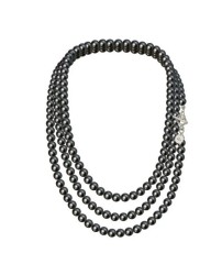 Collar y aretes Perlas de cristal Negro plata .925 Zvezda