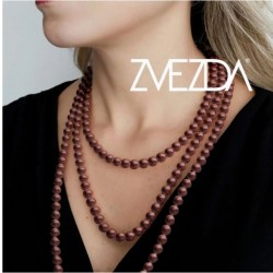 Collar y aretes Perlas de cristal Vino plata .925 Zvezda