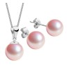 Collar y Aretes Perlas de crista Rosa Claro plata .925 Zvezda