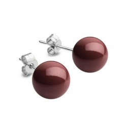 Set Collar Dije Perla Aretes Poste Zvezda Plata 0.925 Mujer Vino