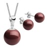 Set Collar Dije Perla Aretes Poste Zvezda Plata 0.925 Mujer Vino