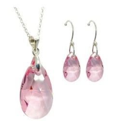 Collar y Aretes Leaves Rosa Claro plata .925 Zvezda