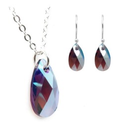 Collar y Aretes Leaves Lila plata .925 Zvezda