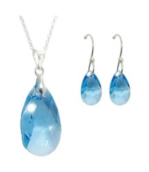 Collar y Aretes Leaves Azul Claro plata .925 Zvezda