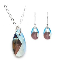 Collar y Aretes Leaves Gris plata .925 Zvezda